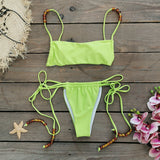 Blow-Bender Solid Beaded Split Swimsuit Women 2025 New Bikini Sexy Low-Waisted