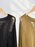 Zingj And After Two Wear Sand Dune Waste Wind Top Hole Long Sleeve T-Shirt Hollow See-Through Blouse Rope Tie Tie