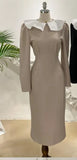 Style Spring Autumn Women's Dress Casual A-Line Office Lady Eleagnt Lace-Up Slim Fashion