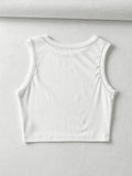 Stitched Detail Ribbed Crop Tank Top- Outfit