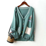 knitted jacket 2021 new autumn and winter Korean version of the V-neck fashion outer cardigan sweater