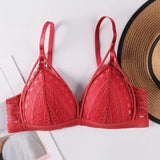 Lace Bralette Wireless Bras For Women Transparent Underwear One-Piece Floral Lace Brassiere Push Up Lingerie Backless