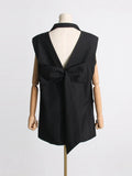 Summer Niche New Fashion Temperament V-Neck Bow Design Sense Sleeveless Short Suit Dress