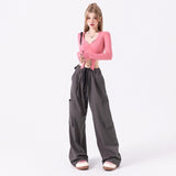 Korean Fashion Cargo Pants Women Pockets Vintage Designer Baggy Pants Female Holiday High Street Casual Pants