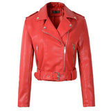 Spring Women Faux Soft Leather Jacket Short Coat Pu Motorcycle Zipper Punk Leather Jacket Black White Green
