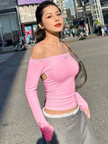 Ins Wind Women's Clothing Early Autumn New Sexy Word Collar Hottie Pure Lust Style Heart-Dight Body-Dight Wear On The Back Of The