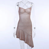 Glitter Dresses for Women Straped Criss-Cross Bandage Backless Mermaid Dresses Club Wear Evening Party Sequins