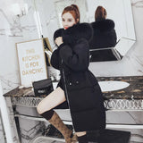 2024 Winter New Cotton-Padded Clothes Female Leisure Long Money Collect Waist Thick Down Cotton Clothes Over The Knee Korean Set Female-Outfit