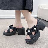 Wind Flower Thick Bottom Slippers Female Wear Female 2025 Summer New Fashion Beach Open Toe Slippers