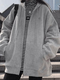Solid Color Oversized Zip Up Hoodie- Outfit