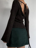 Vintage Backless Loose Sweater Pullovers Women Grunge y2k Full Sleeve Bandage Jumpers 2023 Autumn Outfits Streetwear