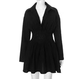 Black Embroidery Shirt Mini Dress- Outfit