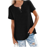Zingj And Summer New Top V-Neck Short-Sleeved Pocket Loose T-Shirt Women-Outfit