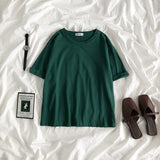 Tee Shirt Solid Color Basic T-Shirt Women Casual O-neck Harajuku Top Korean Hipster Cotton Basic