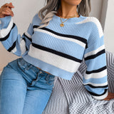 Wind Shooting 2025 Autumn And Winter Casual Striped Long-Sleeved Umbilly Knitted Sweater Women's