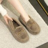 Shoes Women Wear 2025 New Korean Version Of Fairy Lefu Shoes One Foot Pedal Beans Shoes Women Winter Plus Velvet Cotton