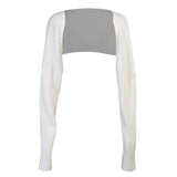 Zingj P Sexy Solid Color Ultra Short Long-Sleeved Sweater Coat-Outfit
