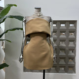 Leave A Thousand Gold Chest Pure Color Hourglass To Close The Waist Dress British Party Showing Thin Unique Simple