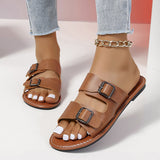 Buckle Flat Bottom Slipper Female Exposed Toe Retro Wind Beach Cool