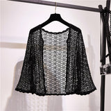 Cutout Knitted Cardigan Sweater Women Five-point Sleeves Thin Sunscreen Air Conditioning Short Sweater Female Spring