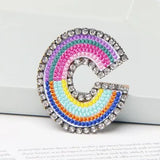 Jewelry 26 English DIY Name Letters Alphabet Rainbow Embroidery with Pin Ouch Beeding Womens Brooches Patches