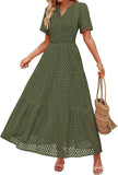 Women's V-Neck A-Shaped Hollow Lace Cake
