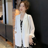 Zingj Chiffon Small Suit Coat Female Spring Summer New Korean Version Loose Design Sense Leisure Bask In Jacket
