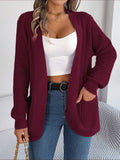 Shooting 2025 Autumn And Winter Leisure Pocket Long-Sleeved Knitted Sweater Cardigan Jacket Explosion Women's