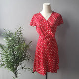 Summer Polka Dot Wrapped Dress V Neck Ruffles Sexy Mini Dress Slim Bodycon Vacation Beach Smocks Korean