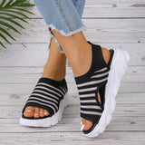 Zingj Weaving Sandals Women's 23 Summer New Large-Size Fashionable Fishmouth Mesh Sports Sandals Thick-Soled