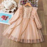 Christmas Dress Girls Winter Dress Embroidery Floral Lace Elegant Mesh Outfits New Year Vestido Infantil Girls Lace