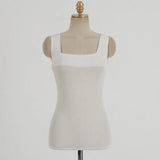 Ribbed Tank Top Women White 2021 Summer Casual Fitness Short Vest Candy Colors Knitted Off Shoulder Sexy Crop Top