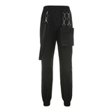 Pockets Hip Hop Harajuku Pants Capris Red Black Casual High Waist Trousers Women Streetwear Joggers Ladies with