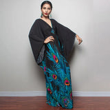 Print Deep V-neck Dress Batwing Sleeve Long Dresses Women 2022 Summer Dress Beachwear Bohemian Women Kaftan