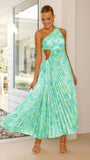 Zingj Spring And Summer Elegant Folding Dress Single Shoulder Waist Hollow Dress