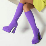 Fashion Stretch Women Over The Knee Boots Platform Super High Heel Thigh Boots Slip On Autumn Woman Shoes Plus Size 42