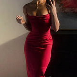 Women's Wear Winter Sexy Temperament Waist Show Slim Long Skirt Knitted Square Collar Sling