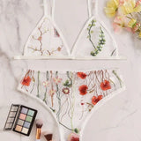 Sex Lingerie Sexy Women's Lingerie Hollow Print Three-Point Lingerie