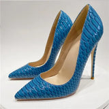 Women super pumps 12cm high heel thin stilettos pointed toe slip on party 10cm 8cm fashion snakelike sexy shoes YG047