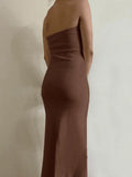 Knitted Twist Strapless Maxi Dress- Outfit