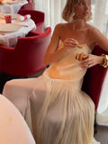 Mesh Patchwork Floor Length Maxi Dress Women Loose Backless Sleeveless Long Robes 2024 New Fashion Lady Party Evening