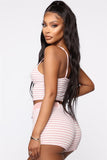 Women 2pcs Set Striped Slim Pajama Set Sleepwear Sexy Sleeveless Strap Crop Top Shorts Set Night Wear Homewear Pajama Sets