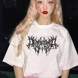 dark women tshirts oversize tee punk black graphic clothes kpop harajuku streetwear femme t shirt hip hop Short