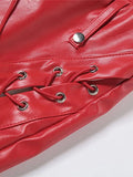 Cut-out Lace Up Pu Leather Pants-Outfit