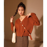 Women's Vintage Cardigan Sweater for Women Autumn Winter 2022 Knitted V-neck Asymmetry Single Breasted Coats