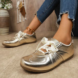 Patchy Fork Women's Spring And Autumn New Flat-Bottomed Retro Front-Lace