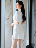 Han Queen Summer Professional Office Pencil Dress Women's Short Sleeve Sheath Dresses Simple Series Work Bodycon Vestidos