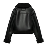 Women's Dress 2025 New Black Warm Fur Integrated Double-Sided PU Imitation Leather Jacket