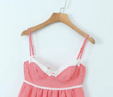 Gingham Strap Bustier Baby Doll Mini Dress-Outfit