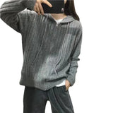 Zipper Hooded Sweater Knitted Cardigan Jacket Women's 2024 Autumn New Loose Lazy Style Outer